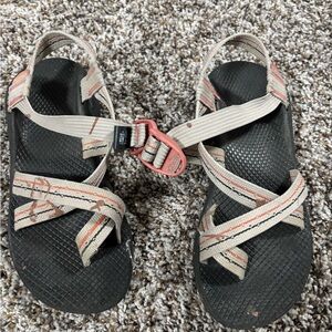 Striped Sandals with Black Soles